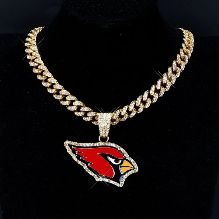 Sport-LOGO-Anhänger Halskette mit Iced Out Cuban Chains für Fußballfans