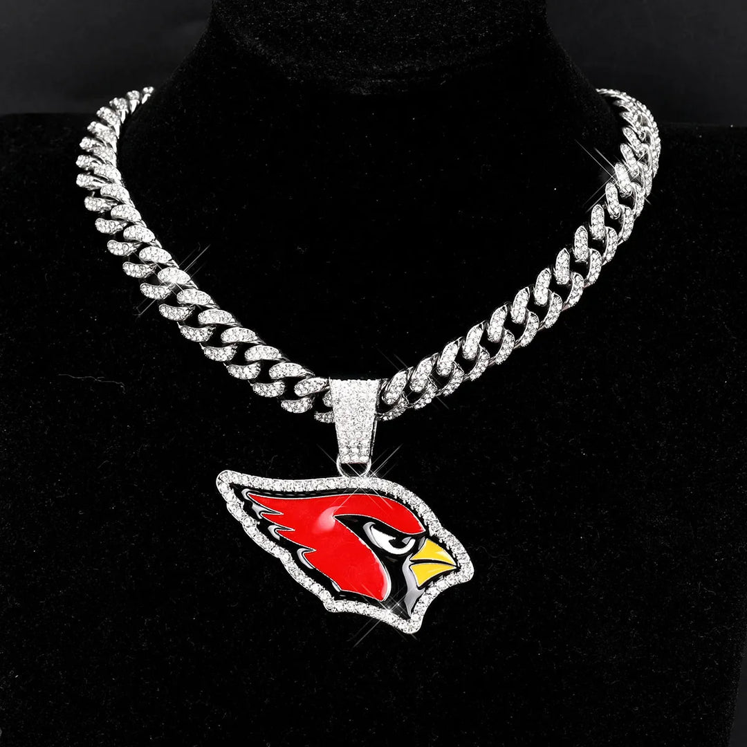 Sport-LOGO-Anhänger Halskette mit Iced Out Cuban Chains für Fußballfans