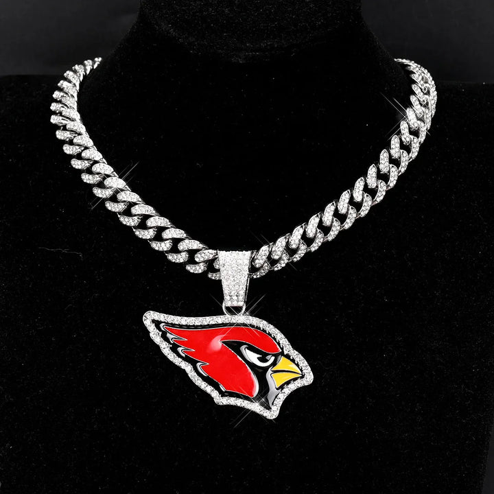 Sport-LOGO-Anhänger Halskette mit Iced Out Cuban Chains für Fußballfans