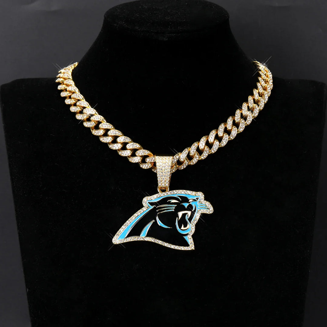 Sport-LOGO-Anhänger Halskette mit Iced Out Cuban Chains für Fußballfans
