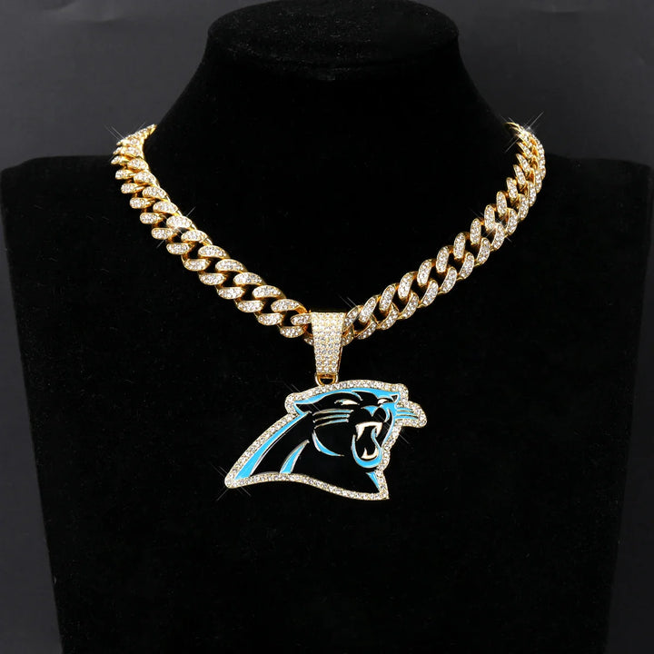 Sport-LOGO-Anhänger Halskette mit Iced Out Cuban Chains für Fußballfans