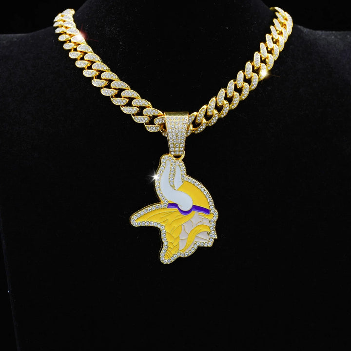 Sport-LOGO-Anhänger Halskette mit Iced Out Cuban Chains für Fußballfans