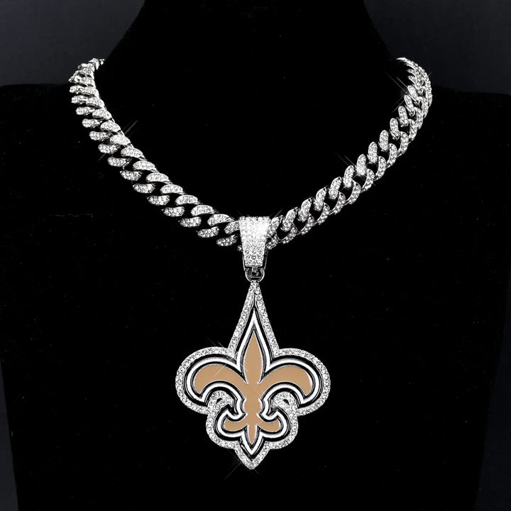 Sport-LOGO-Anhänger Halskette mit Iced Out Cuban Chains für Fußballfans