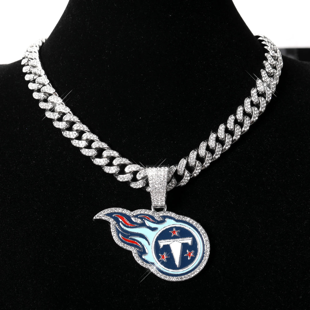 Sport-LOGO-Anhänger Halskette mit Iced Out Cuban Chains für Fußballfans