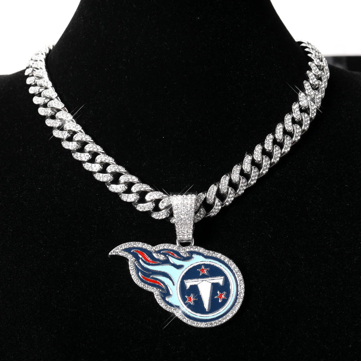 Sport-LOGO-Anhänger Halskette mit Iced Out Cuban Chains für Fußballfans