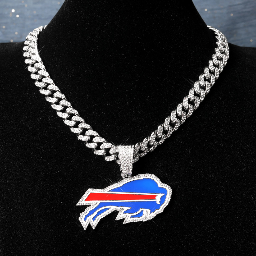 Sport-LOGO-Anhänger Halskette mit Iced Out Cuban Chains für Fußballfans