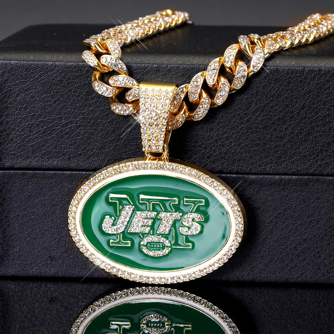 Sport-LOGO-Anhänger Halskette mit Iced Out Cuban Chains für Fußballfans
