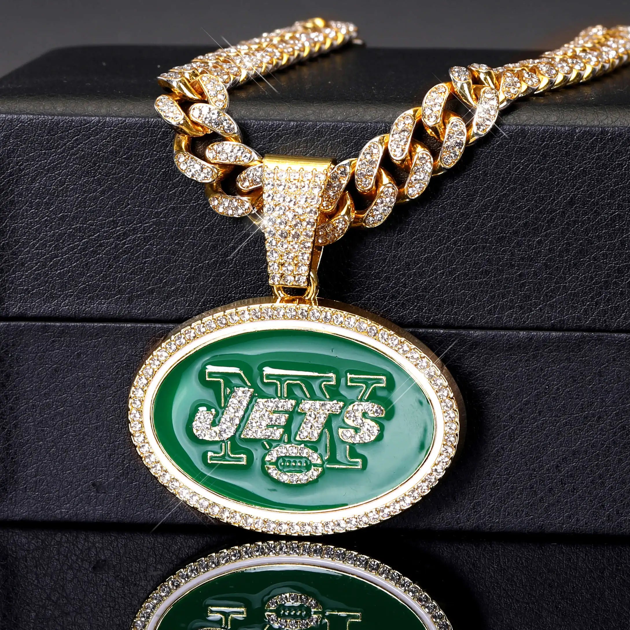 Collier Pendentif LOGO Sport avec Chaînes Cubaines Bling Bling pour les Fans de Football