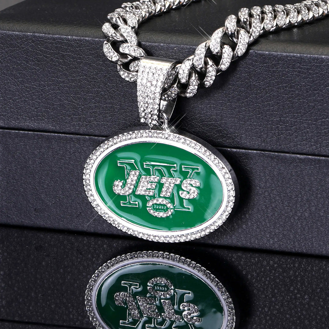 Sport-LOGO-Anhänger Halskette mit Iced Out Cuban Chains für Fußballfans