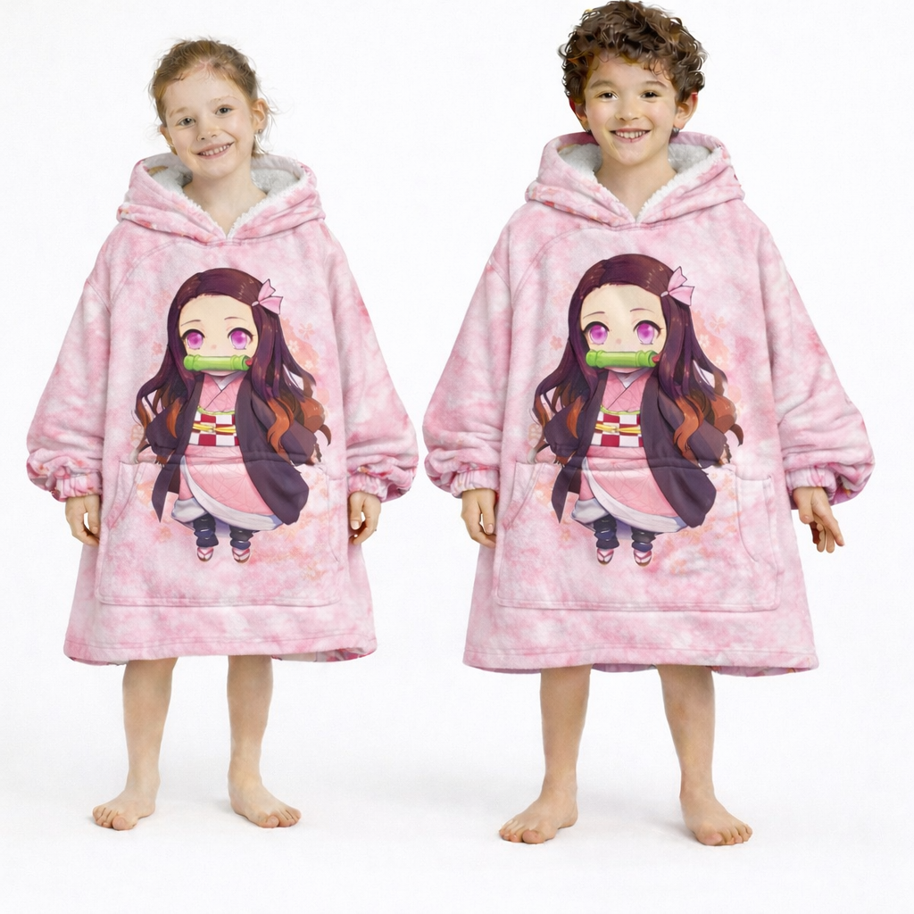 Nezuko Kamado Demon Slayer tragbare Decken-Kapuzenpullover für Kinder &amp; Erwachsene | OLM Toys