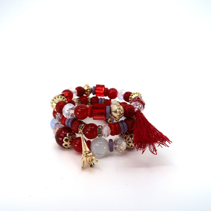 Bracelet perles breloque Tour Eiffel BR2521-45 (12 PIÈCES)