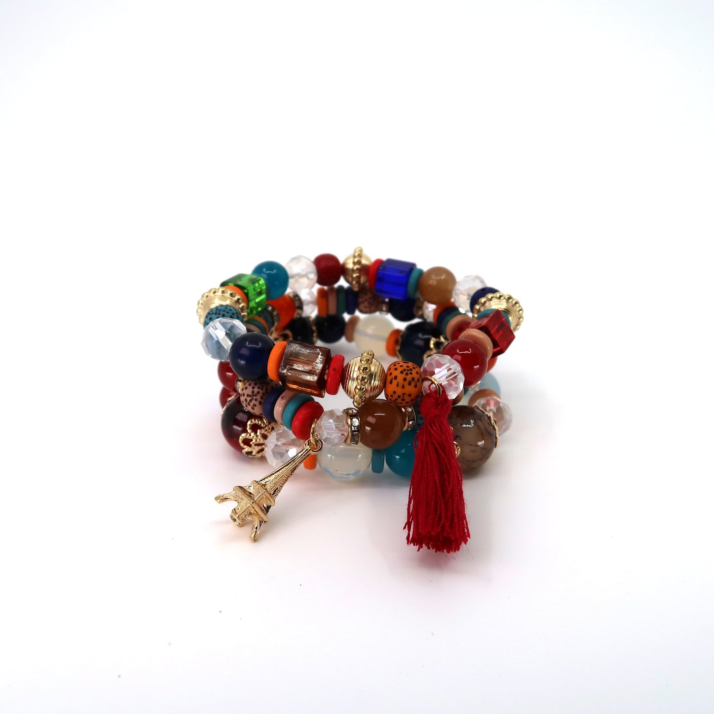 Bracelet perles breloque Tour Eiffel BR2521-45 (12 PIÈCES)
