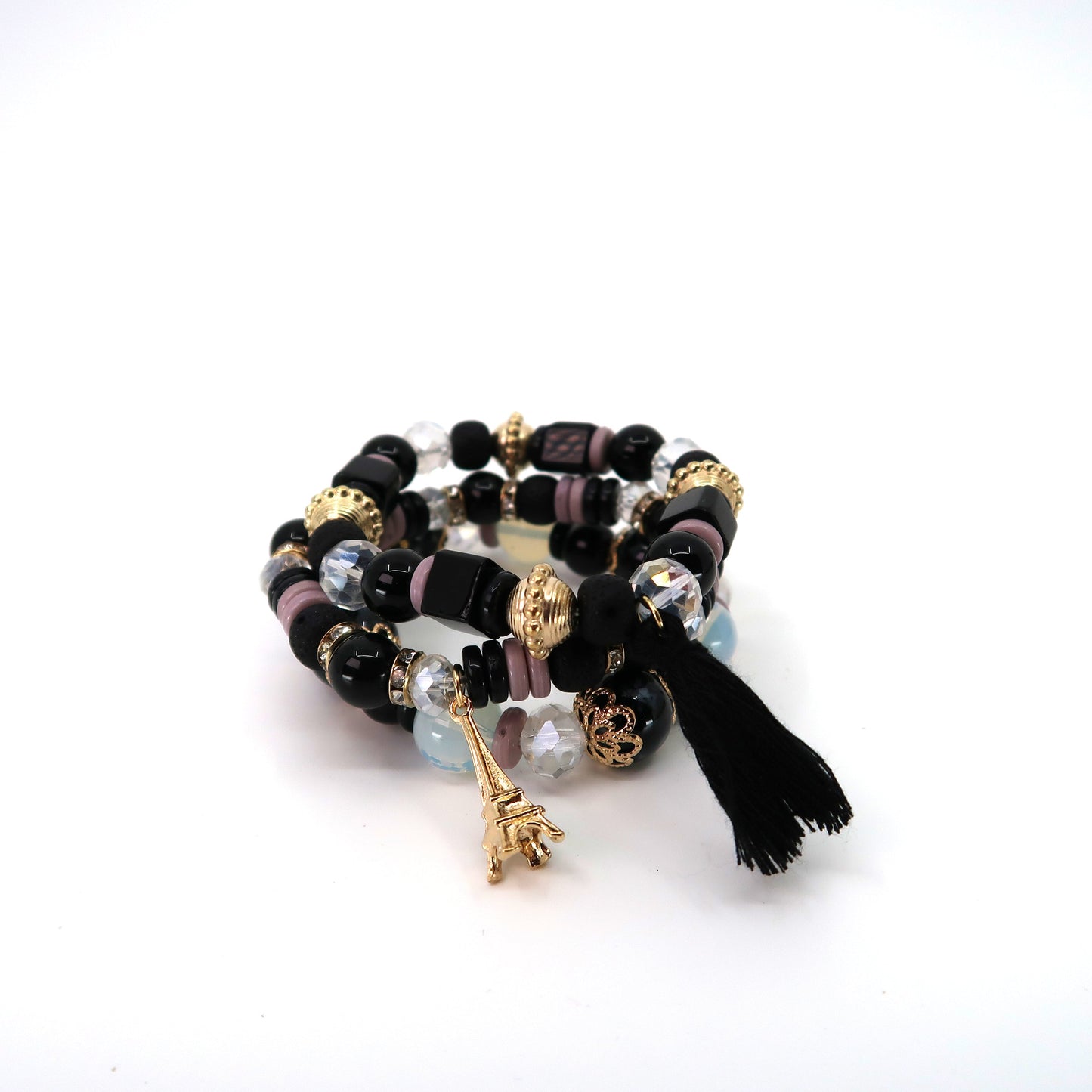 Bracelet perles breloque Tour Eiffel BR2521-45 (12 PIÈCES)