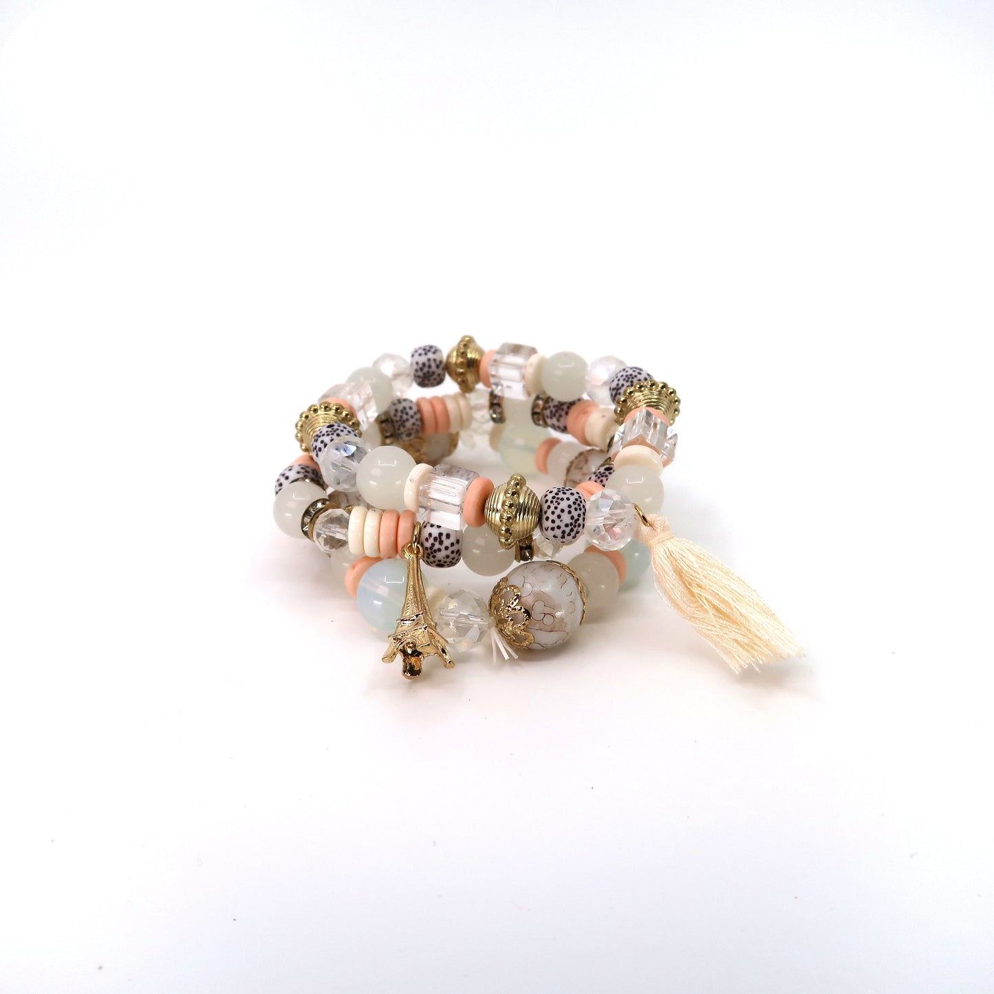Bracelet perles breloque Tour Eiffel BR2521-45 (12 PIÈCES)