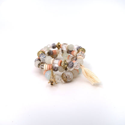Bracelet perles breloque Tour Eiffel BR2521-45 (12 PIÈCES)