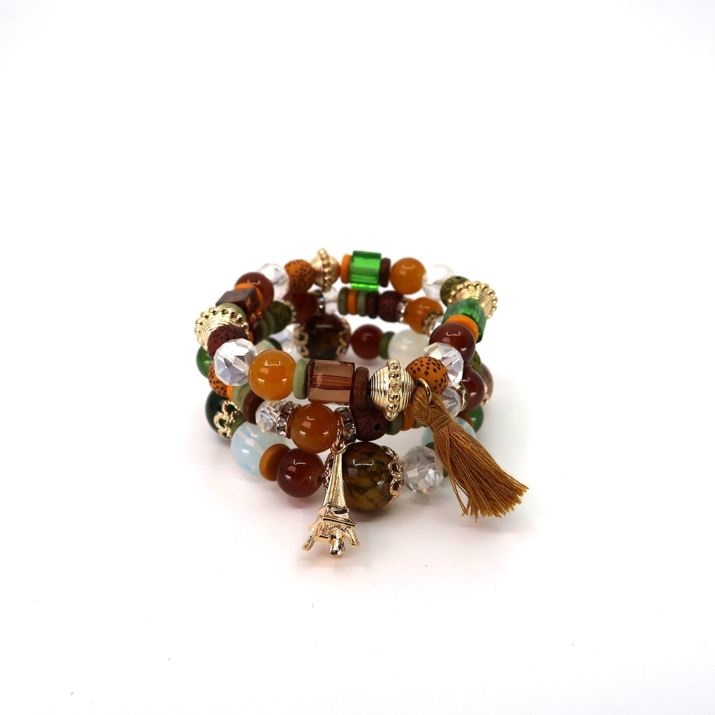 Bracelet perles breloque Tour Eiffel BR2521-45 (12 PIÈCES)