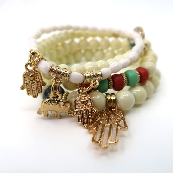 Elefant N Hamsa Charm Kugelarmband BR2521-62 (12 Stk.)