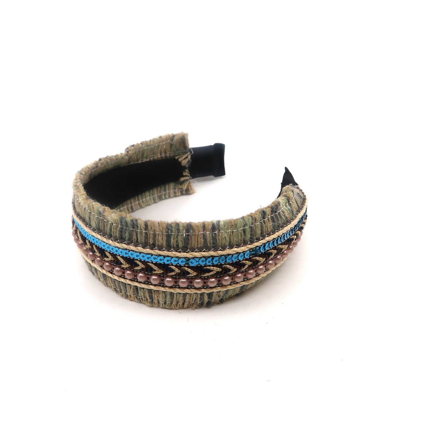 Boho Raffia Perlen-Haarreif HB2417-25 (12 Stk.)