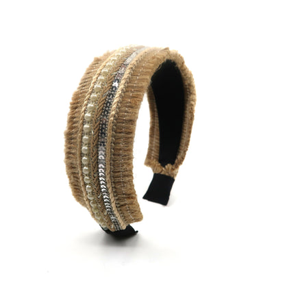 Boho Raffia Perlen-Haarreif HB2417-25 (12 Stk.)