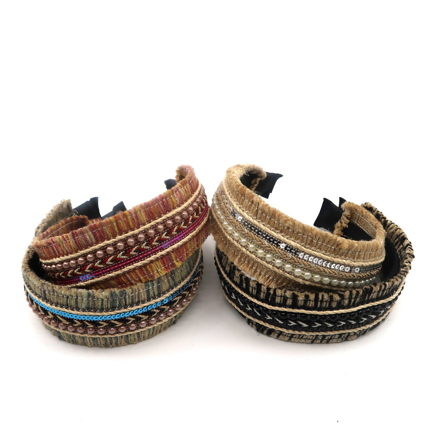 Boho Raffia Perlen-Haarreif HB2417-25 (12 Stk.)