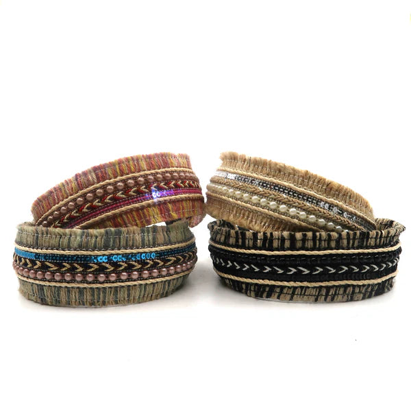 Boho Raffia Perlen-Haarreif HB2417-25 (12 Stk.)