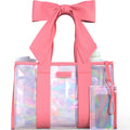 BowMe Prism Tote with Phone Pouch – Lightweight, Waterproof, Tip-Proof, Foldable and Washable Tote Bag for Beach, Pool, Travel and Vacation (Prism Pink & Prism Purple)