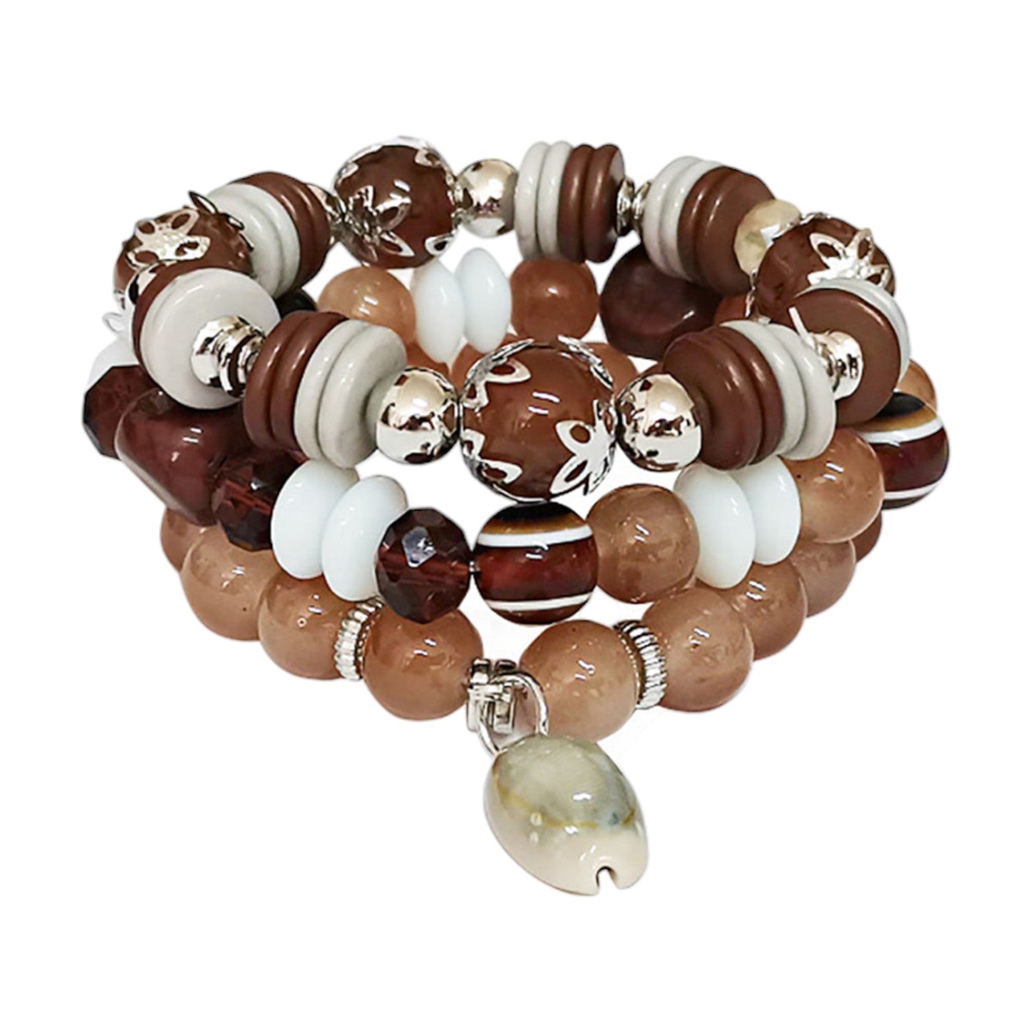 Bracelet de Charme Coquille en Pierre Naturelle BR2521-76 (12 pièces)