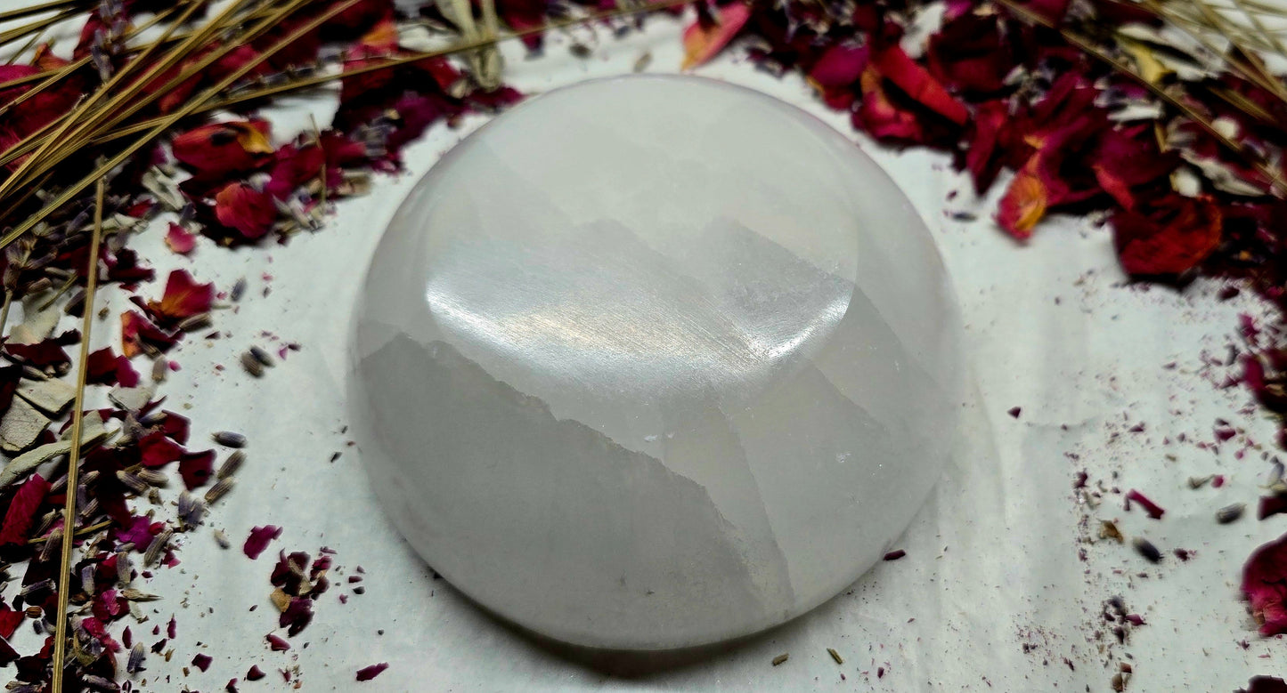 Bol en cristal de sélénite naturelle de 10 cm de diamètre