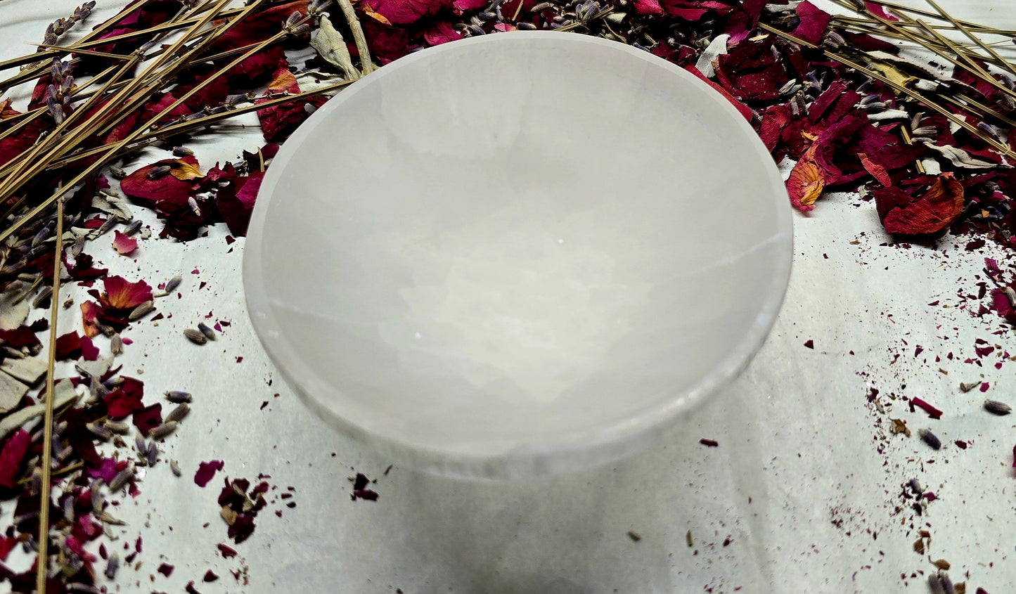 Bol en cristal de sélénite naturelle de 10 cm de diamètre
