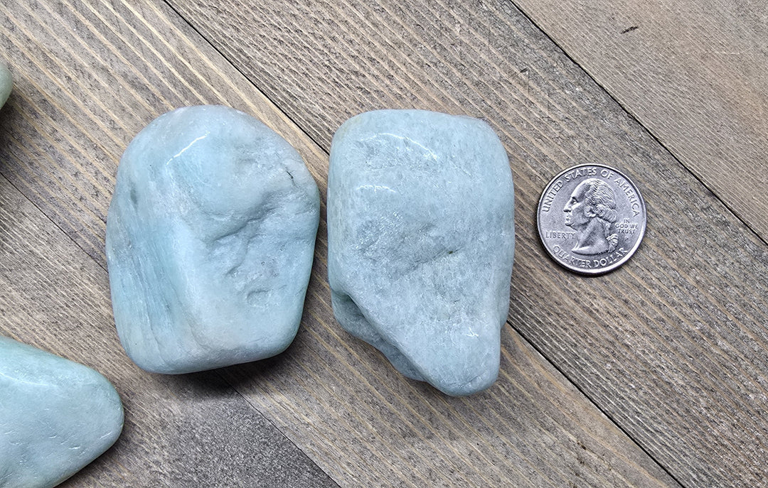 Großer getrommelter Amazonit-Kristall 5–6,5 cm – polierter Heilstein für Ruhe, Hals-Chakra &amp; Kommunikation
