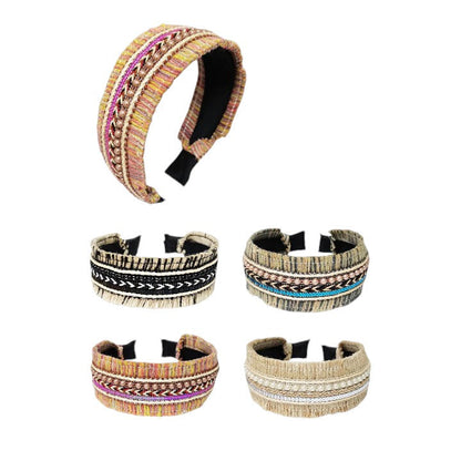 Boho Raffia Perlen-Haarreif HB2417-25 (12 Stk.)
