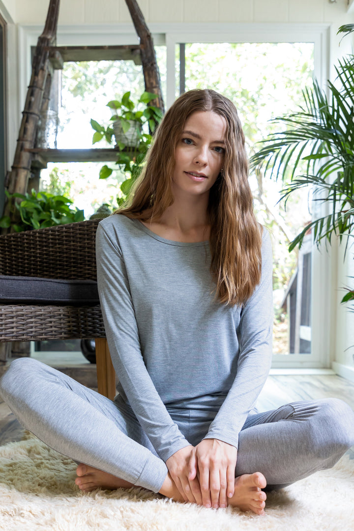 Damen Langarm-T-Shirt aus Bambus für zu Hause