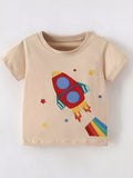 Children's Rocket Embroidered Short Sleeve T-Shirt