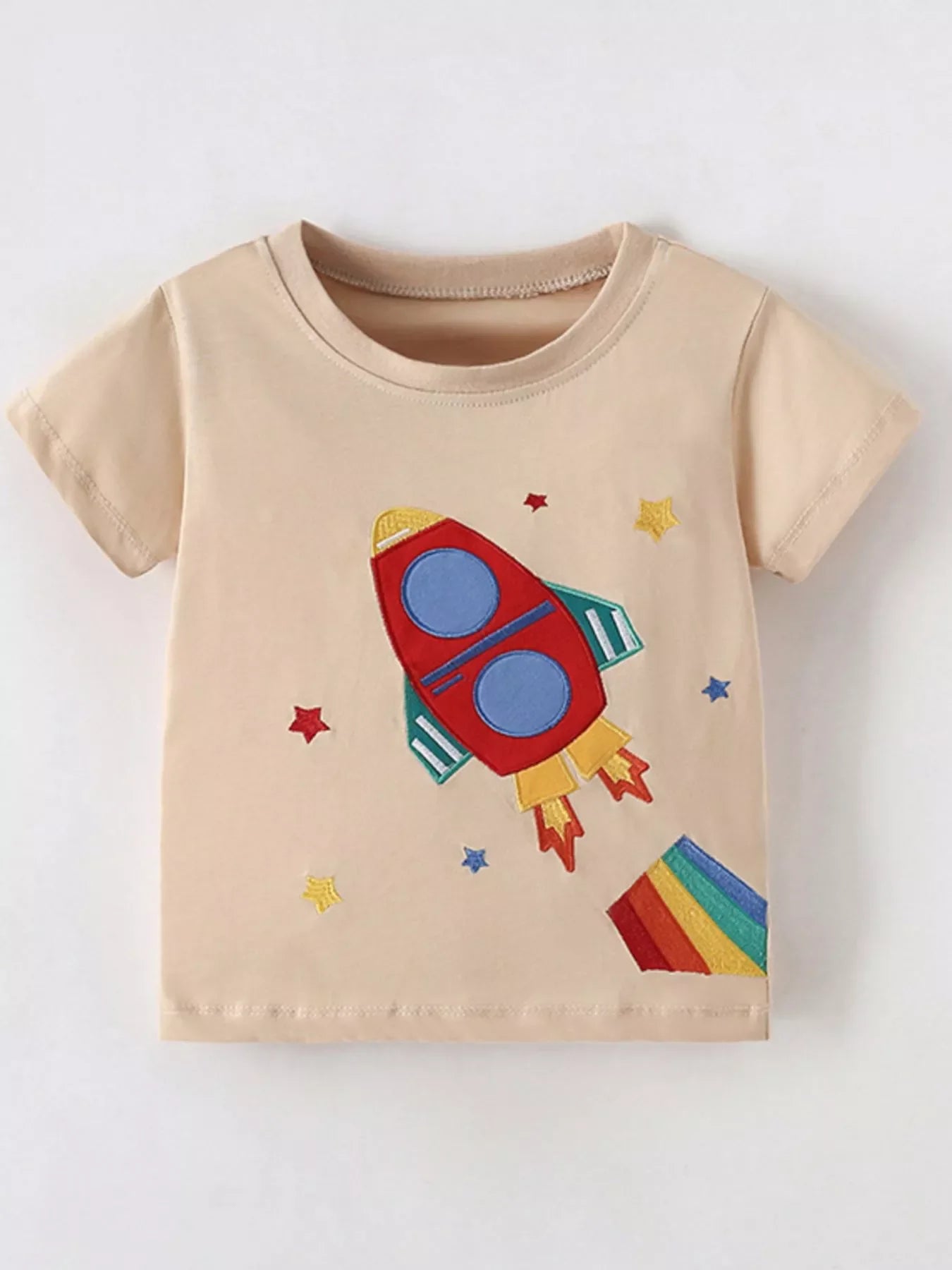 Children's Rocket Embroidered Short Sleeve T-Shirt