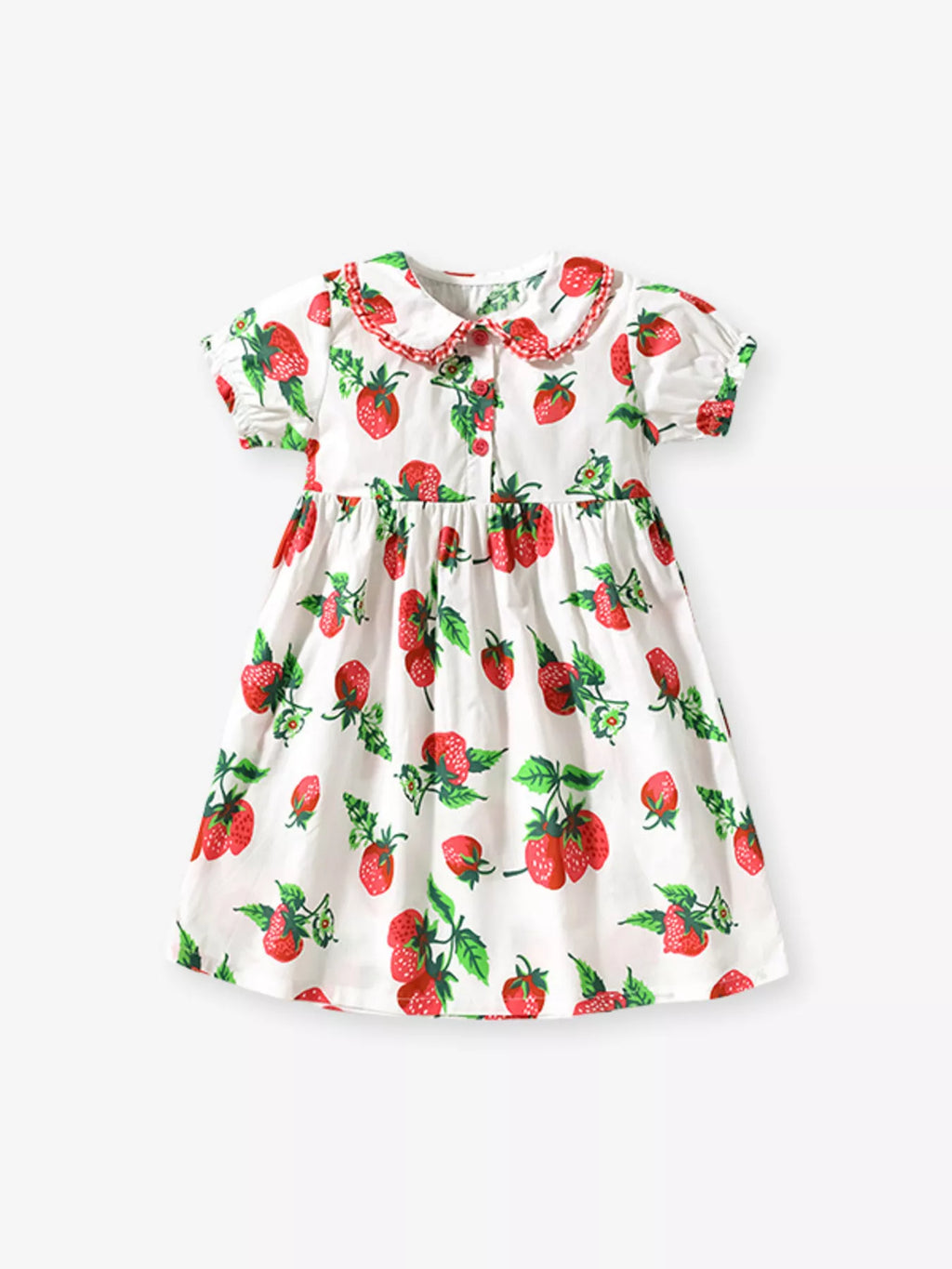 Children's Strawberry Print Peter Pan Collar Dress