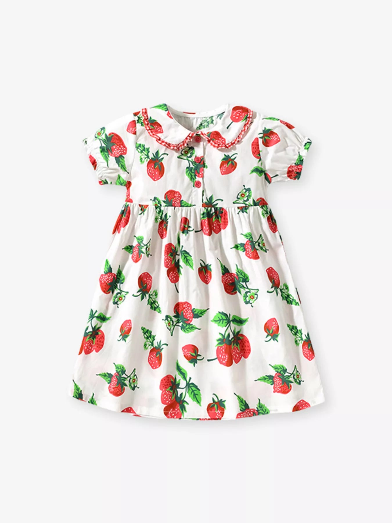Children's Strawberry Print Peter Pan Collar Dress