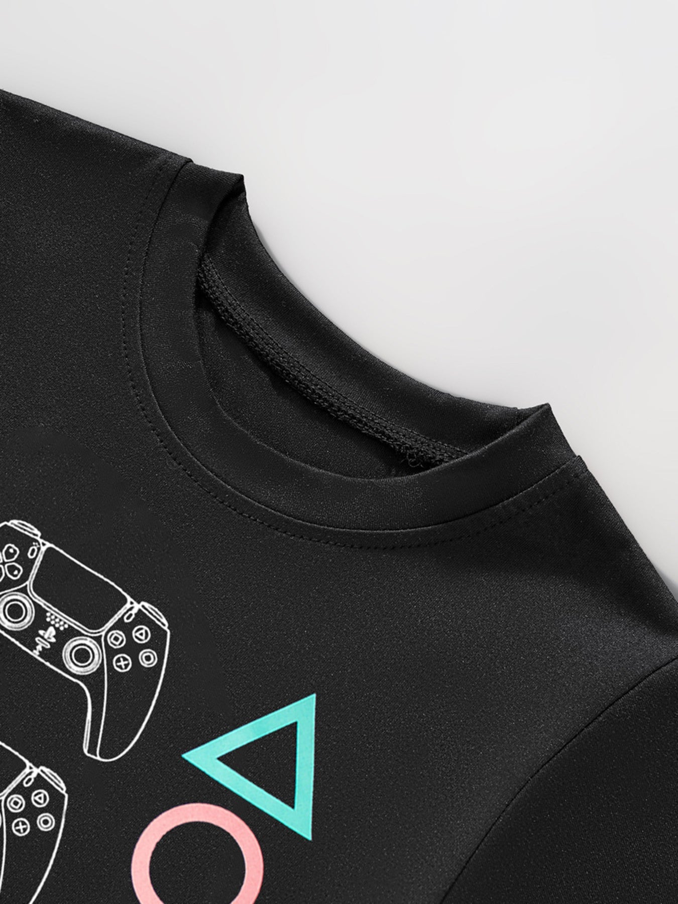 Children's Gaming Controller Graphic Round Neck T-Shirt
