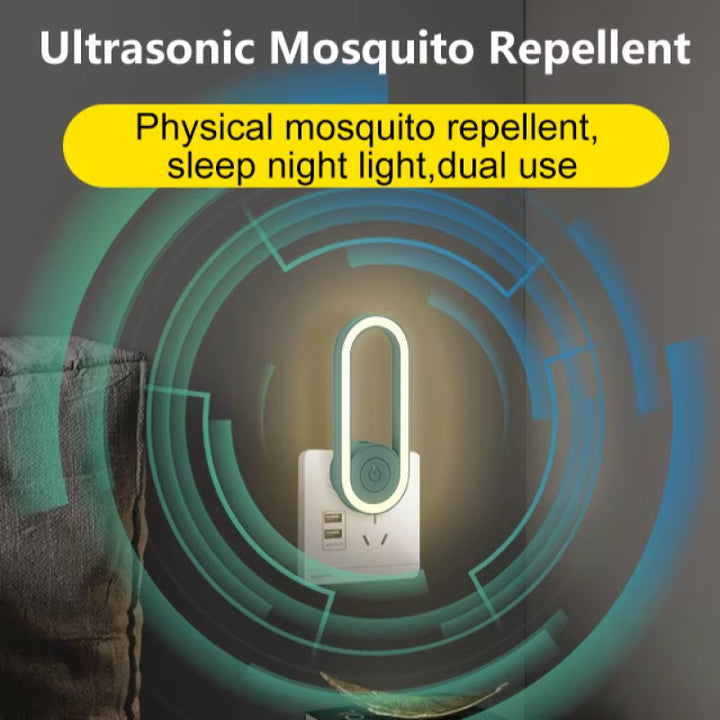 BuzzShield™ Ultrasonic Mosquito Repeller &amp; LED Night Lamp – Sleep Tight, Bite-Free, Every Night