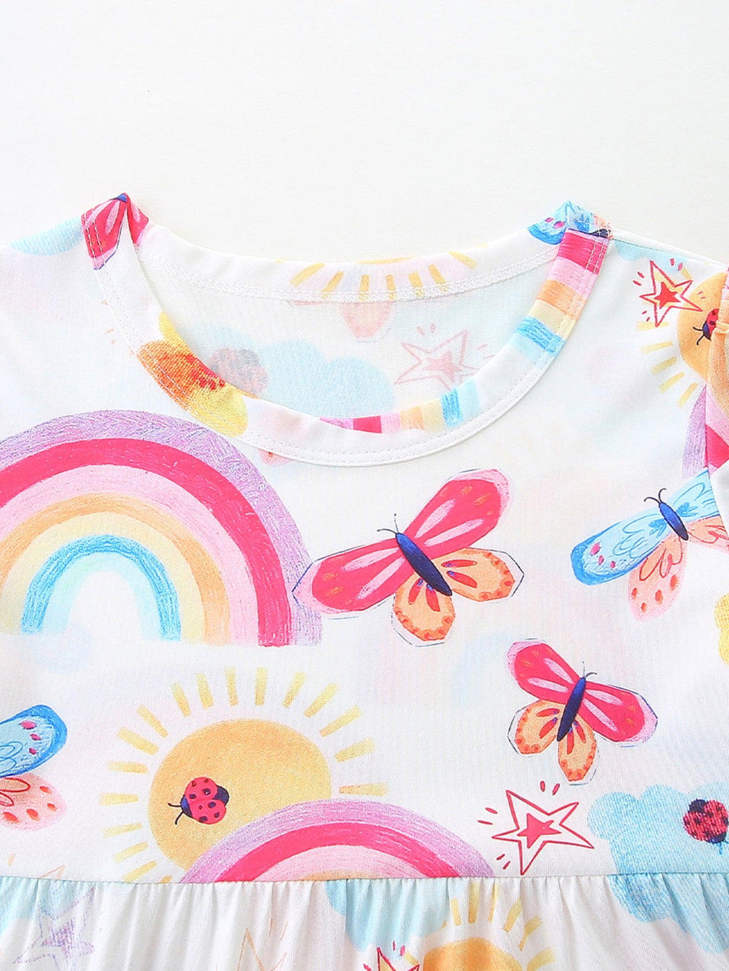 Children's Rainbow Butterfly Print Casual Dress