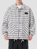 Men's Full Size Plaid Button Up Casual Jacket Plus Size