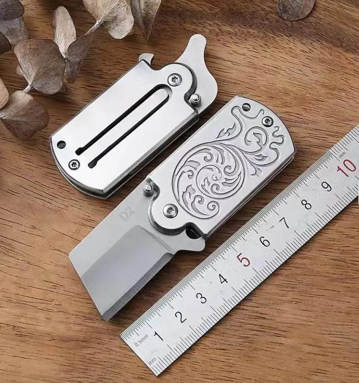 Mini-Klappmesser D2 Schlüsselanhänger Edelstahl Flaschenöffner EDC