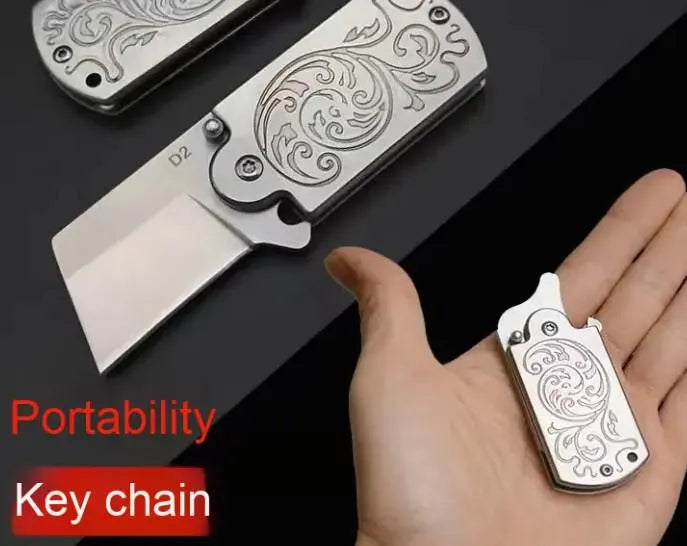 Mini-Klappmesser D2 Schlüsselanhänger Edelstahl Flaschenöffner EDC