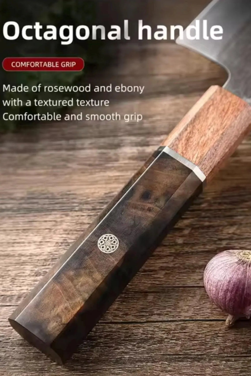 Couteau de chef Santoku de 8" de style japonais en acier inoxydable 5Cr15 – Gravure laser GRATUITE – Couteau de cuisine personnalisé