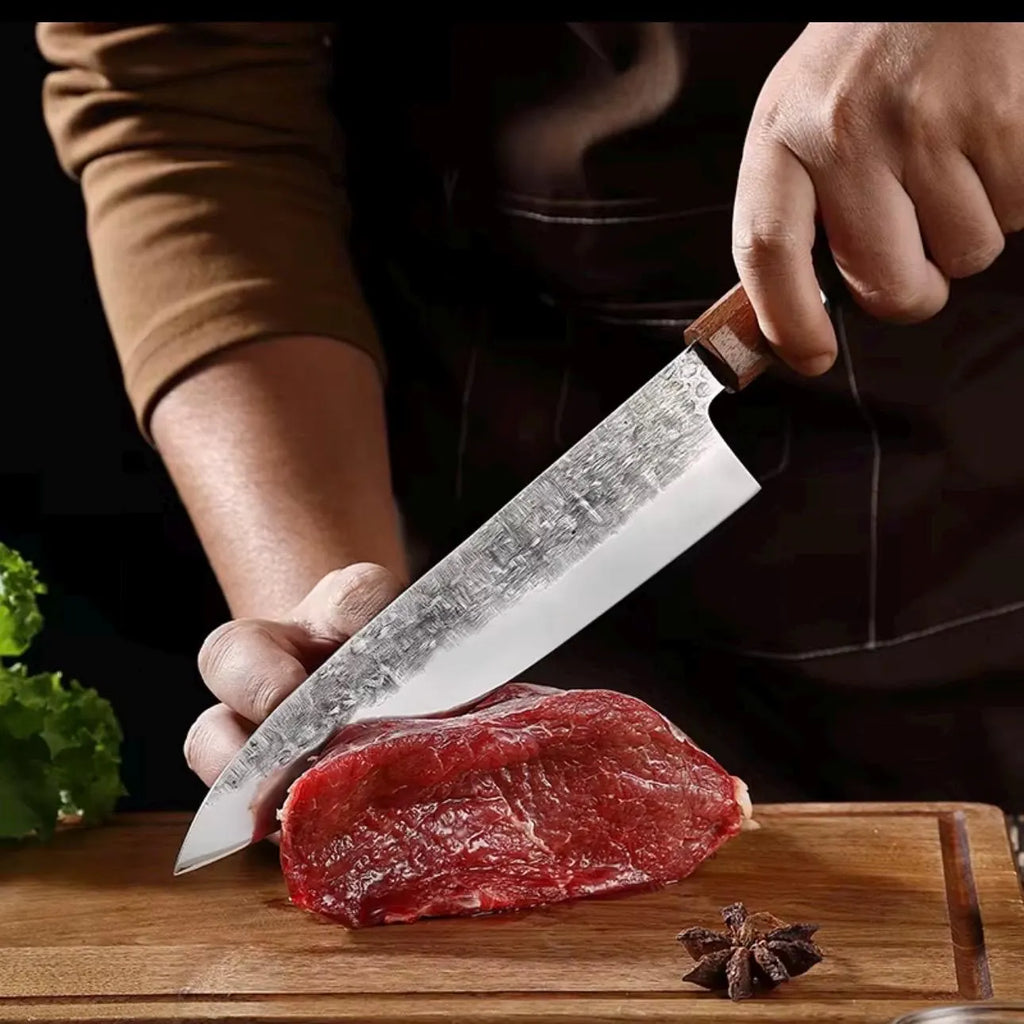 Couteau de chef Santoku de 8" de style japonais en acier inoxydable 5Cr15 – Gravure laser GRATUITE – Couteau de cuisine personnalisé