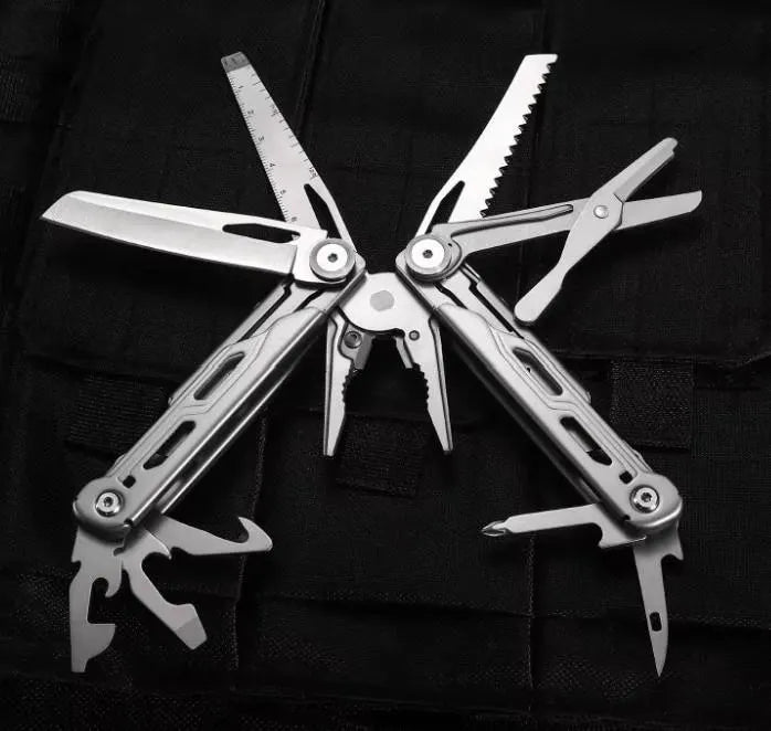 16-in-1 Edelstahl EDC Multitool Zange, 440 Stahl Camping Multi-Tool Messer, Taschen Survival Werkzeug, Bushcraft Ausrüstung