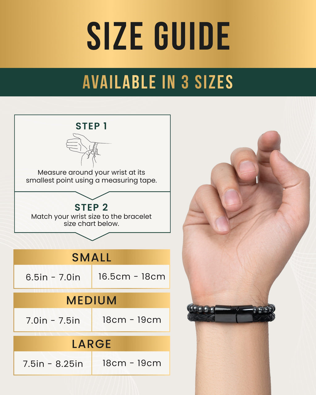 Bracelet magnétique perles hématite haute puissance et cuir