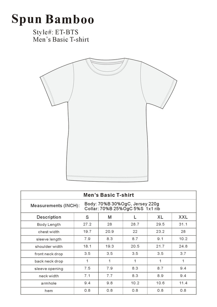Das originale Herren T-Shirt aus Bambusviskose/Bio-Baumwolle mit kurzen Ärmeln - Klassischer Schnitt